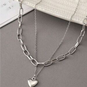 Layered silver necklace